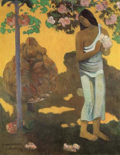 Paul Gauguin Woman with Flowers in Her Hands China oil painting art